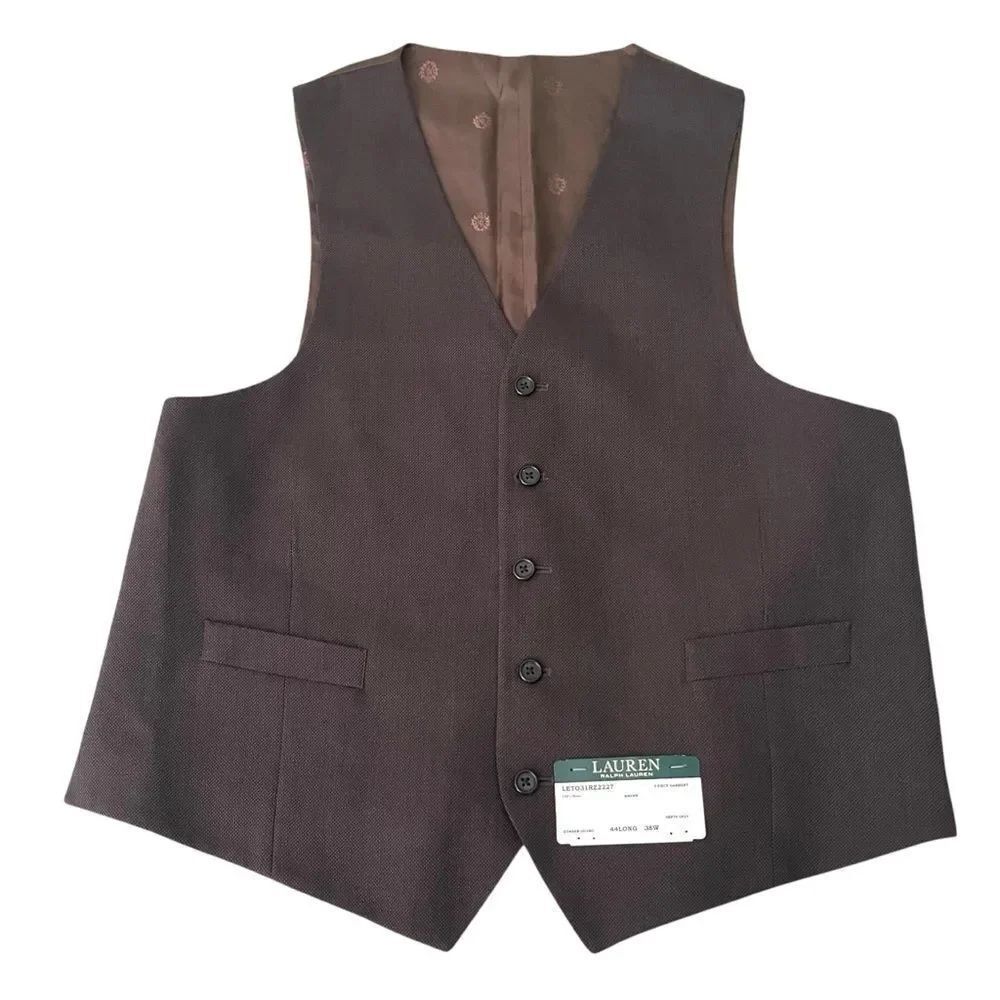 Lauren Ralph Lauren Wool Suit Vest Logo Back